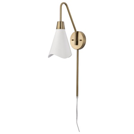 NUVO Tango 1-Light Wall Sconce - Matte White with Burnished Brass 60/7468